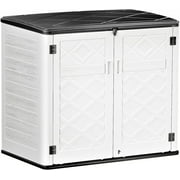Lofka Outdoor Resin Storage Shed, 49.7 Cu.ft Large Capacity Storage Shed and Cabinet with Floor for Patio, Garden, Lawn, Poolside, Backyard, White