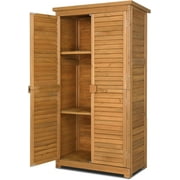 Lofka Outdoor Storage Cabinet Garden Shed w/ Asphalt Roof, Wooden, Natural