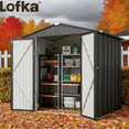 thumbnail image 1 of 6x4FT Metal Outdoor Storage Shed, Garden Tool Shed with Lockable Doors & Slooping Roof for Backyard,Patio,Dark Grey, 1 of 9