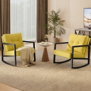 Lofka Patio Furniture Clearance, Outdoor Patio Rocking Chair with Soft Cushion, Yellow