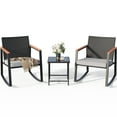 thumbnail image 1 of Lofka Patio Rocking Chairs Set with Glass Coffee Table, 3-Piece Outdoor Furniture Set for Balcony, PE Rattan, Light Gray, 1 of 11