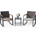 thumbnail image 1 of Lofka Patio Rocking Chairs Set with Glass Coffee Table, 3-Piece Outdoor Furniture Set for Balcony, PE Rattan, Light Gray, 1 of 11