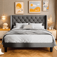 thumbnail image 1 of Lofka Queen Bed Frame, Metal Bed Frame Queen Size with Headboard, Under Bed Storage, Dark Gray, 1 of 9