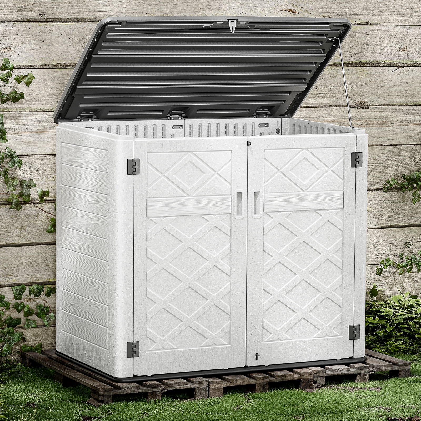 Lofka Resin Outdoor Storage Shed, Horizontal Storage Shed, 38 Cu.ft ...