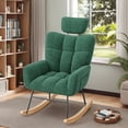 thumbnail image 1 of Lofka Rocking Chair, Accent Chair with Adjustable Headrest for Living Room Furniture, Retro Green Teddy Upholstered, 1 of 12