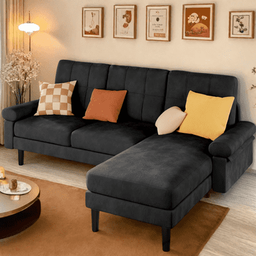 Lofka Sectional Couch, Convertible L Shaped Couches for Living Room, Upgraded Sofas for Small Spaces, Black
