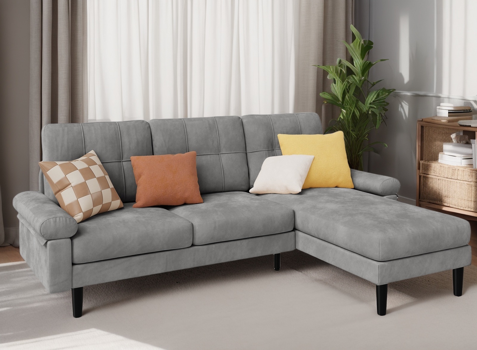 Lofka Sectional Couch, Convertible L Shaped Couches for Living Room