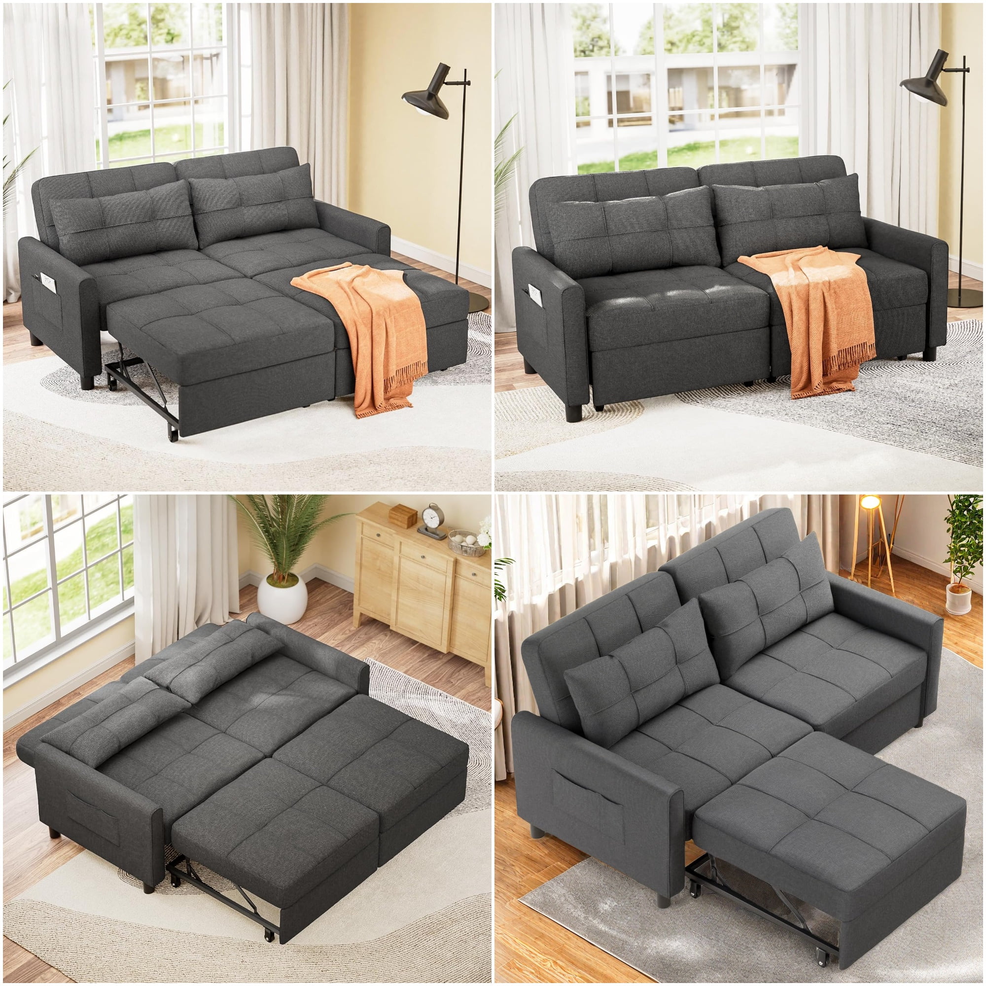 Lofka Sofa Bed Convertible Sleeper Sofa Couch for Home Furniture and Small Space Gray