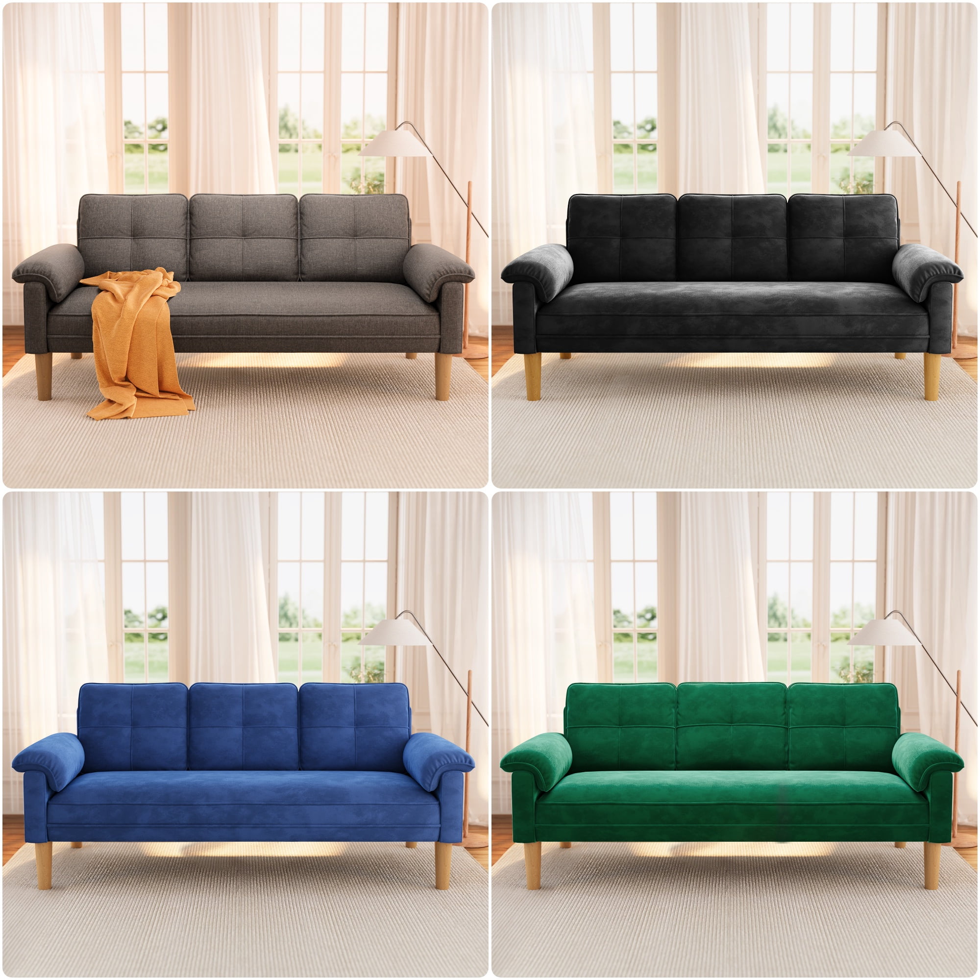 Lofka Plush Living Room Sofa Couch with Large Storage Pockets and