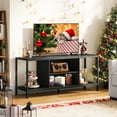 thumbnail image 1 of Lofka TV Stand for TV up to 65 Inch with Open Shelves, TV Console Table for Living Room Game Room, Black(Mesa Para TV De 65), 1 of 9