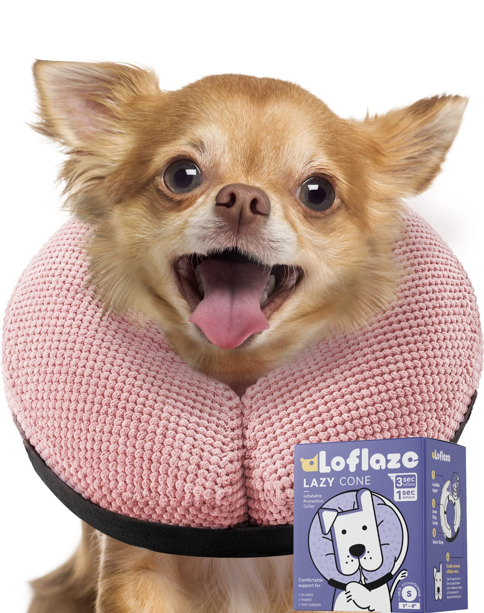 Loflaze Soft Inflatable Dog Cone Collar for Large Medium Small Dogs