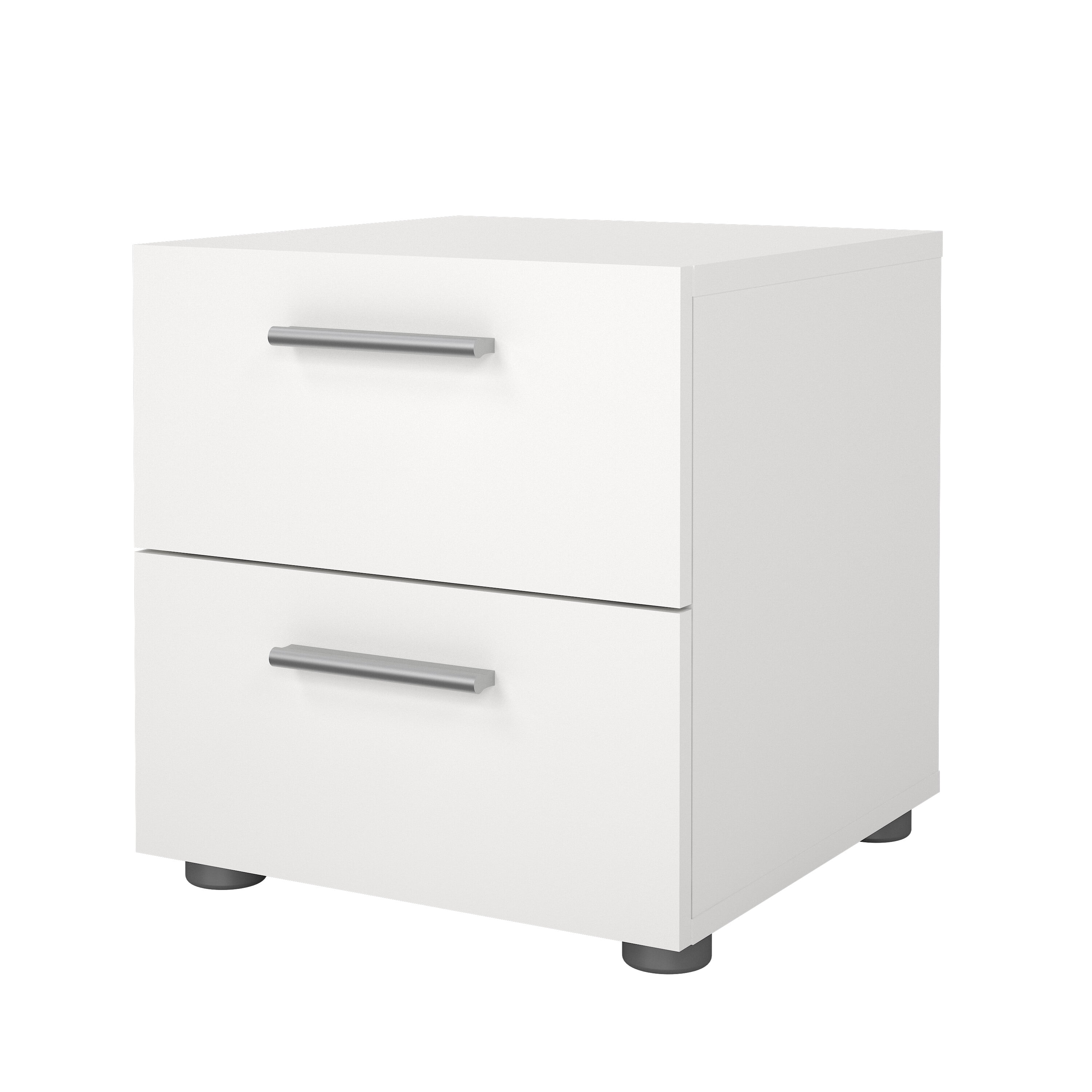 Loft Chic White 2-Drawer Contemporary Nightstand