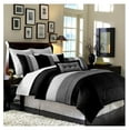 thumbnail image 1 of Loft 8-Piece Luxury Striped Comforter Set (King, Black/Gray/White), 1 of 7