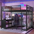 thumbnail image 1 of Bellemave Metal Loft Bed with L-shaped Desk and Storage, Full Size Loft Bed Frame with Open Wardrobe and Shelves, Space-saving Loft Bed for Teens Adults (Full, Black), 1 of 10