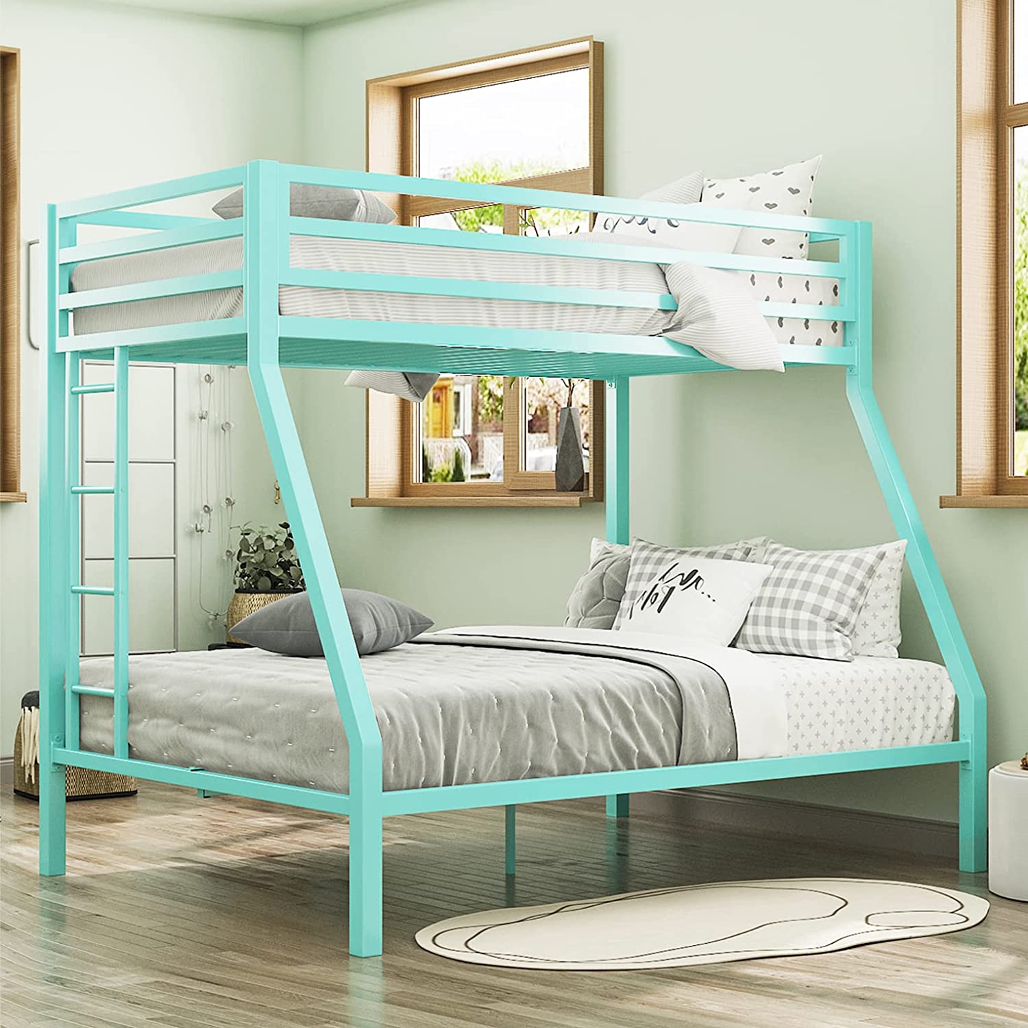 Loft Bed Frame for Juniors&Adults Metal Loft Bed Twin Size with Safety