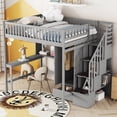 thumbnail image 1 of Loft Bed Full Size with Desk, Full Size Loft Bed with Bookshelves and 4 Steps Storage Staircase, Built-in Large Drawers and Wardrobe, Full Loft Bed for Dorm, Boys & Girls, Teens, Grey, 1 of 9