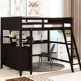 thumbnail image 1 of Loft Bed In With Drawers And Shelf. Full Size Solid Wood Construction. Enhance Bedroom Storage Organization Wood, Desk Look, 1 of 6