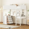 thumbnail image 1 of Loft Bed with Storage Shelf, Drawers and Desk, Teddy Fleece Wooden Loft Beds Frame with Convertible Desk, Soft Padding and Plush Fabric, Wood High Loft Beds with Ladder(White, Twin), 1 of 9