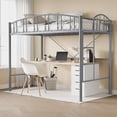 thumbnail image 1 of Loft Bed Twin Size, Heavy Duty Metal Loft Bed Frame with Arched Guardrail and Safety Ladder, Space-Saving, No Box Spring Needed, Gray, 1 of 7