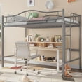 thumbnail image 1 of Loft Bed Twin Size, Metal Twin Loft Bed with Ladder & Safety Guardrail, Space-Saving, Noise Free, No Box Spring Needed, Easy Assembly, 400 Lbs, Gray, 1 of 8