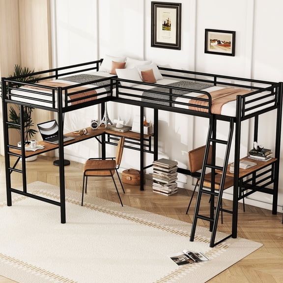 Loft Bed with Desks | Sturdy Construction | Lake House Sleepover