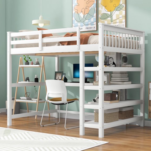 Loft Bed with Shelves | Space-saving Design | Bedroom Organization