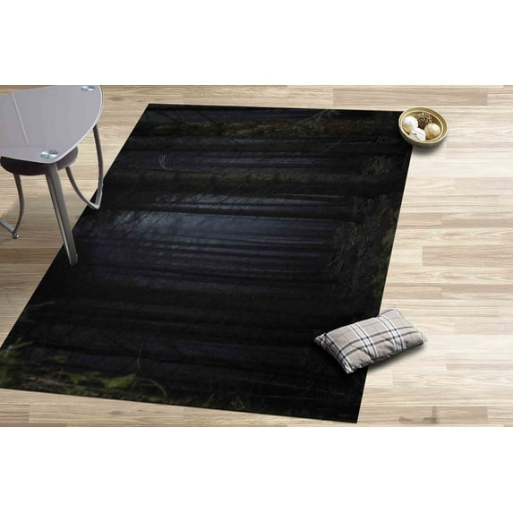 Loft Home Rug, Forest Landscape Rugs, Black Rug, Nursery Rug, Landscape Rugs, Kitchen Rug, Non-Slip Carpet Rug, Printed Rugs, Farmhouse Rug, 2.6'x9.2' - 80x280 cm