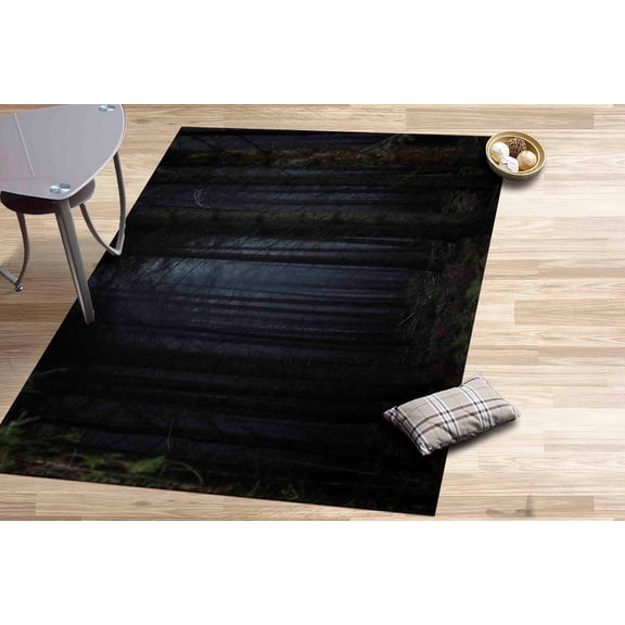 Loft Home Rug, Forest Landscape Rugs, Black Rug, Nursery Rug, Landscape Rugs, Kitchen Rug, Non-Slip Carpet Rug, Printed Rugs, Farmhouse Rug, 2.6'x4' - 80x120 cm