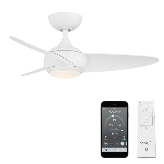 Loft Indoor and Outdoor 3-Blade Smart Ceiling Fan 38in Matte White with 3000K LED Light Kit and Remote Control