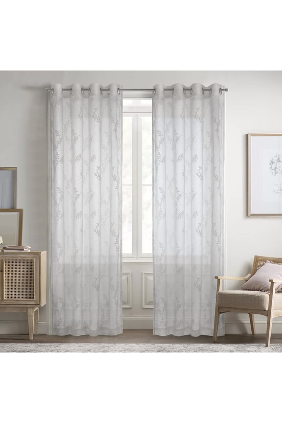 Aespa Sheer Grommet Indoor Curtain 112 x 84 in Off-white