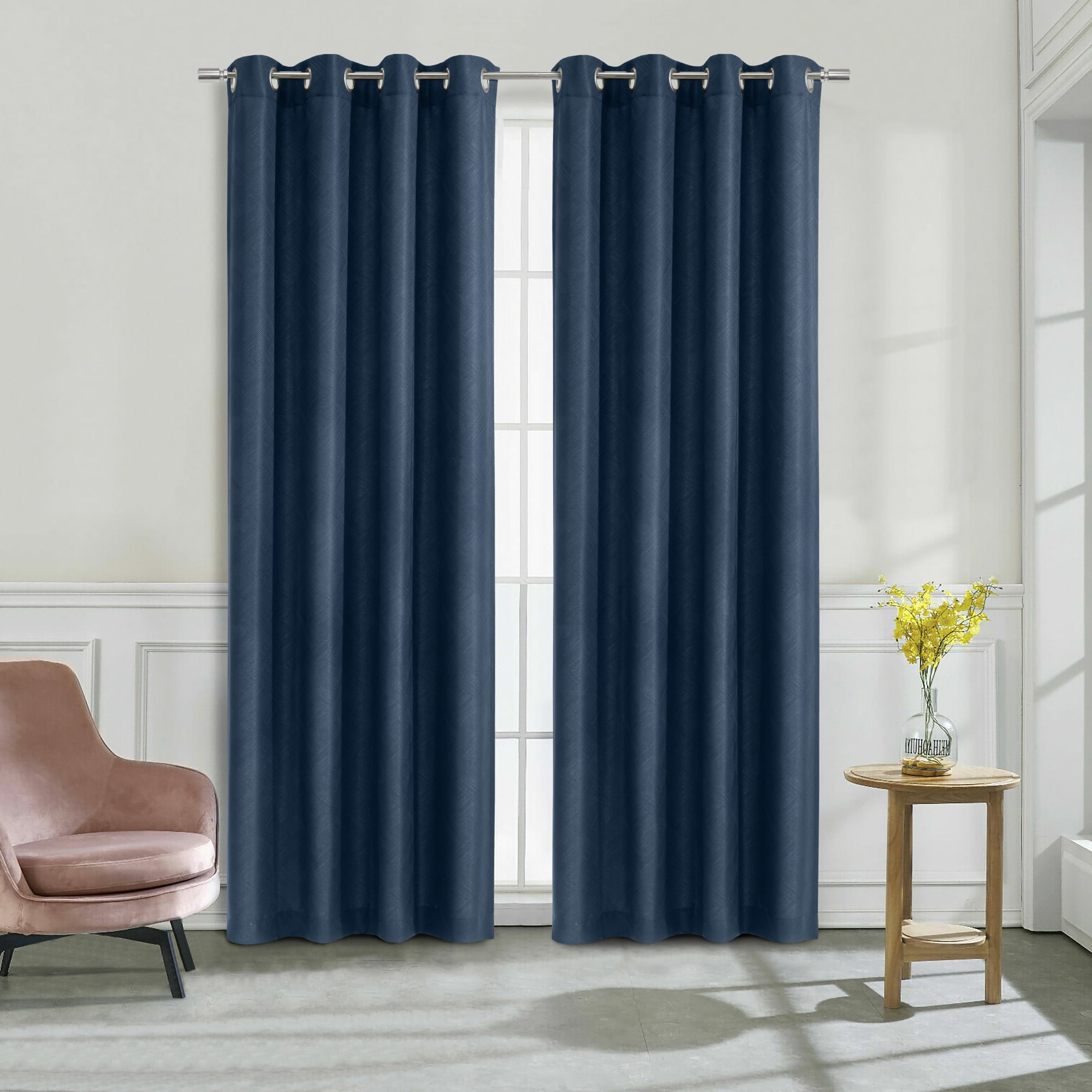 Loft Living Amora Light Filtering Grommet Indoor Curtain 52 x 63 in Navy