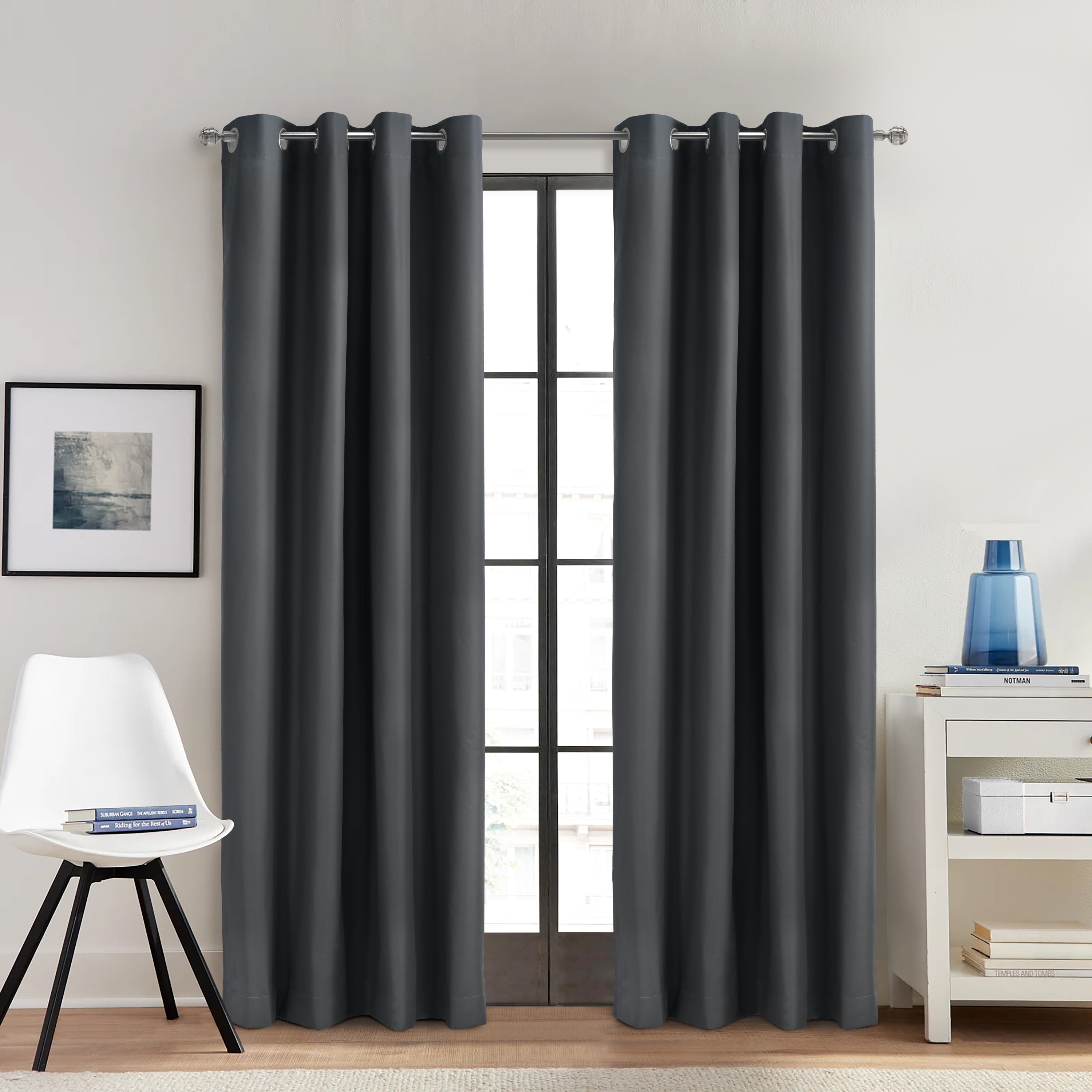 Loft Living Augustow Blackout Grommet Indoor Curtain 52 x 108 in Charcoal