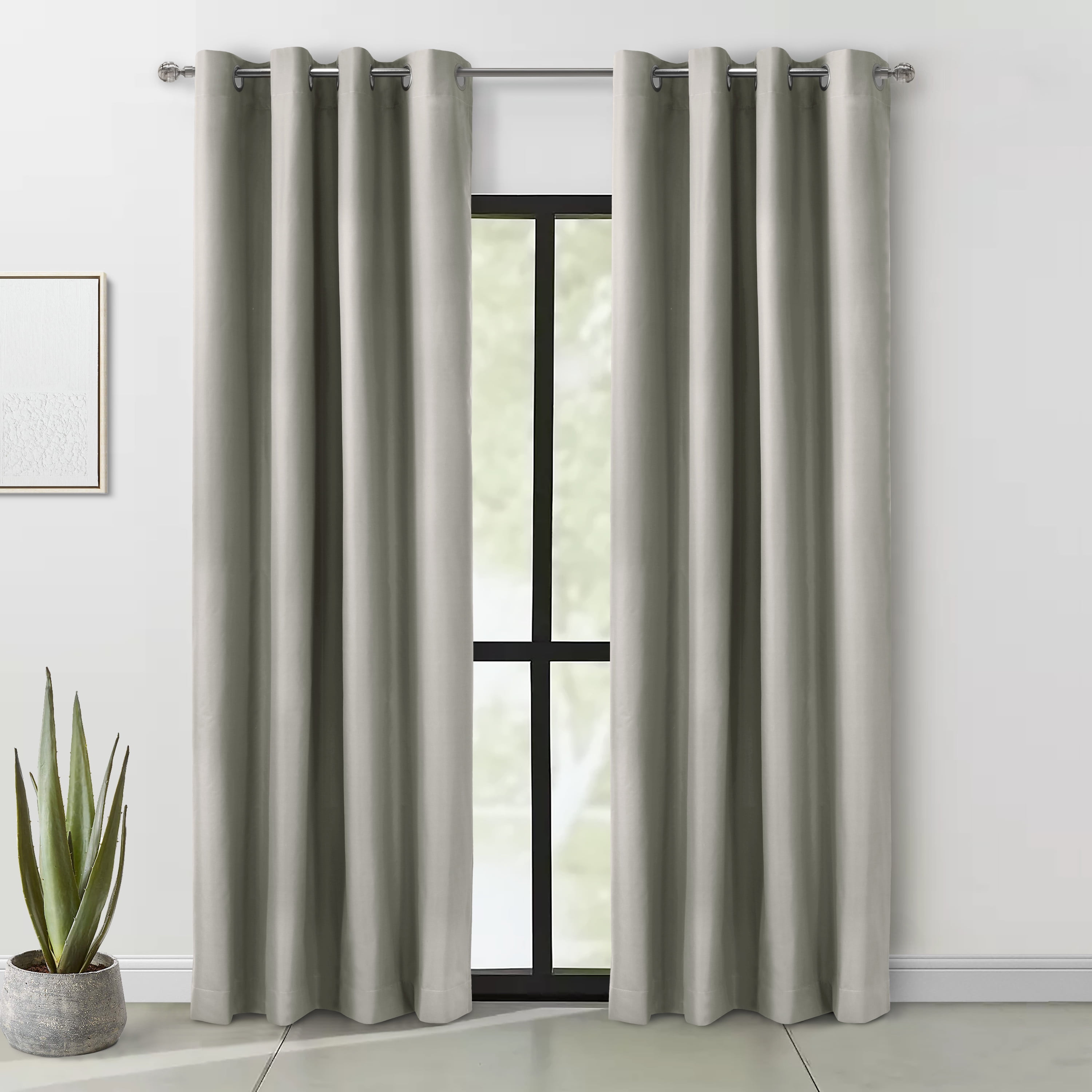 Loft Living Augustow Blackout Grommet Indoor Curtain 52 x 84 in Light Grey