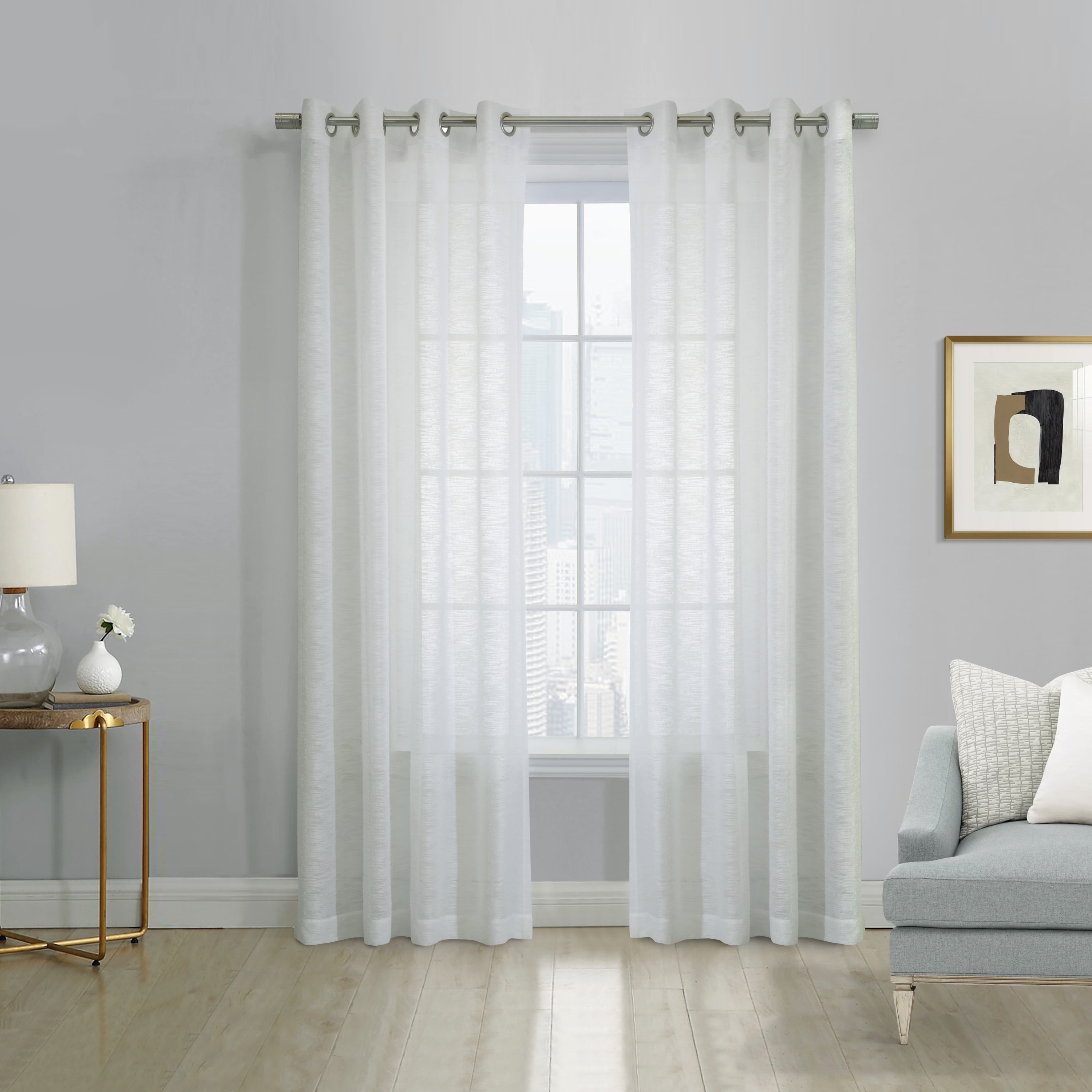 Loft Living Banan Sheer Grommet Indoor Curtain 52 x 84 in White