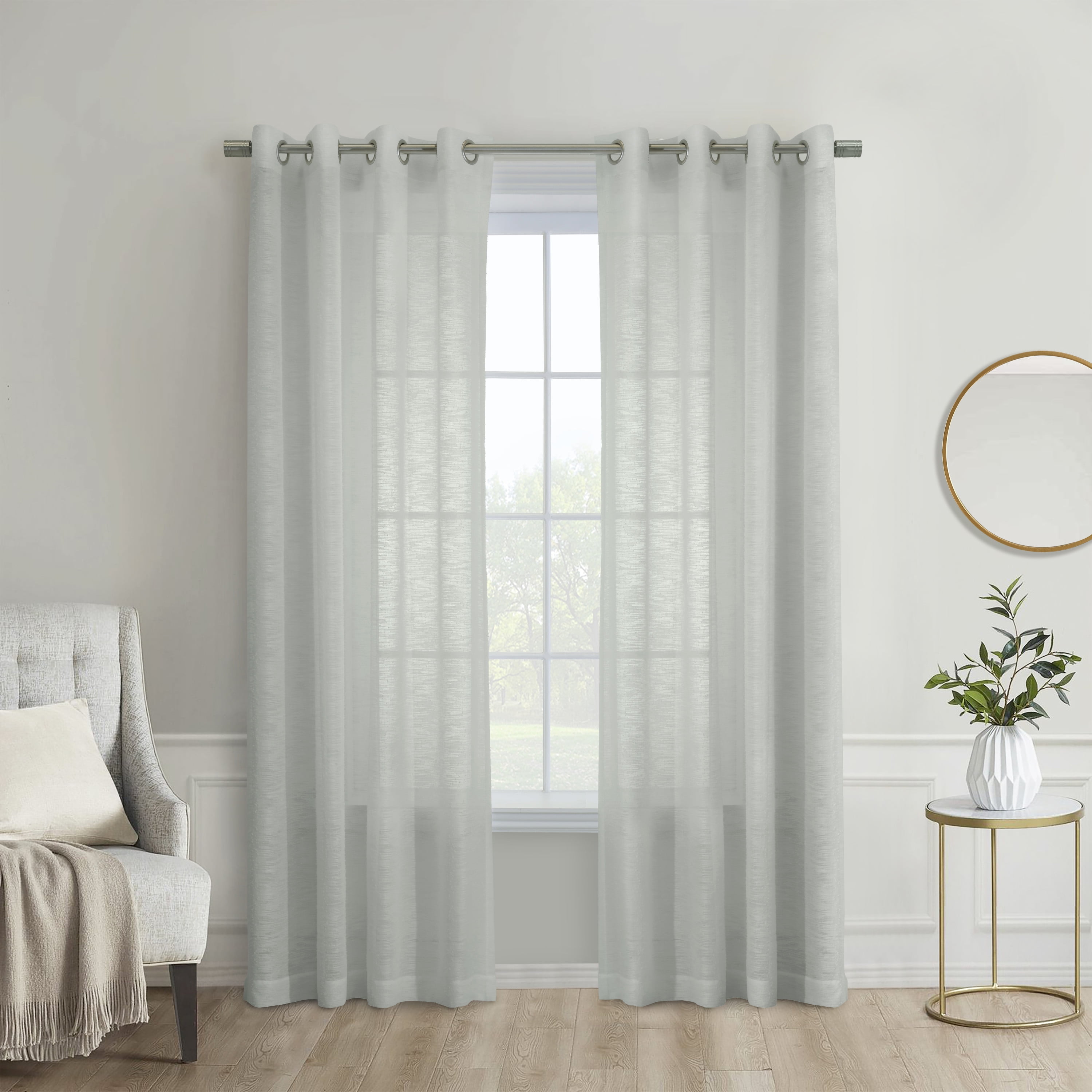 Loft Living Banan Sheer Grommet Indoor Curtain 52 x 95 in Light Grey