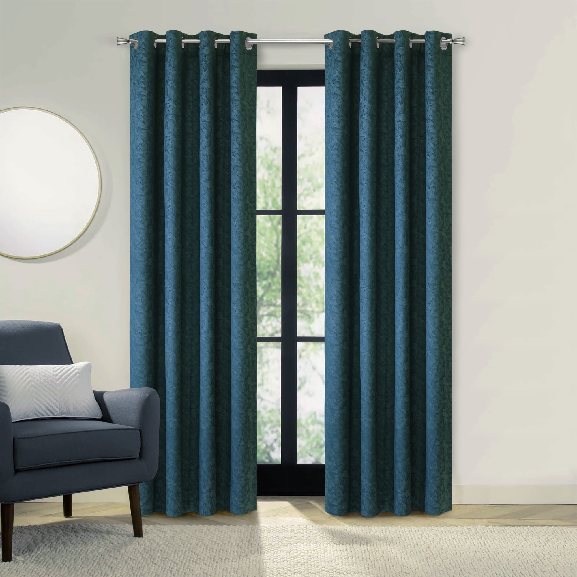 Loft Living Bonsai Room Darkening Grommet Indoor Curtain 52 x 84 in Navy