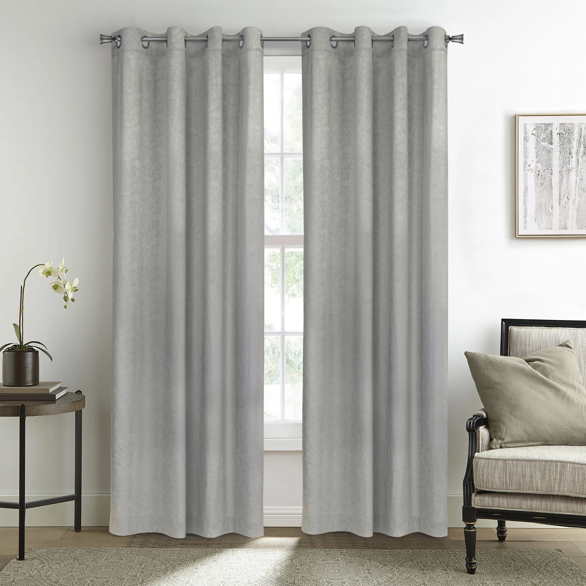Loft Living Bonsai Room Darkening Grommet Indoor Curtain 52 x 95 in Grey