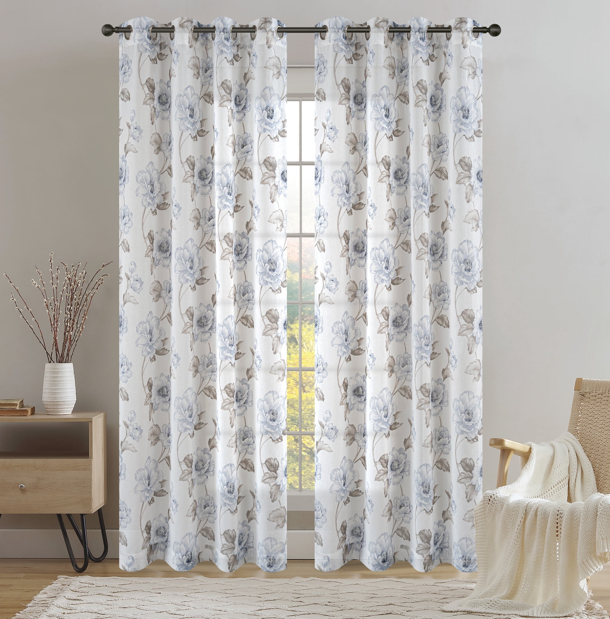 Loft Living Calista Light Filtering Grommet Indoor Curtain 52 x 84 in Blue