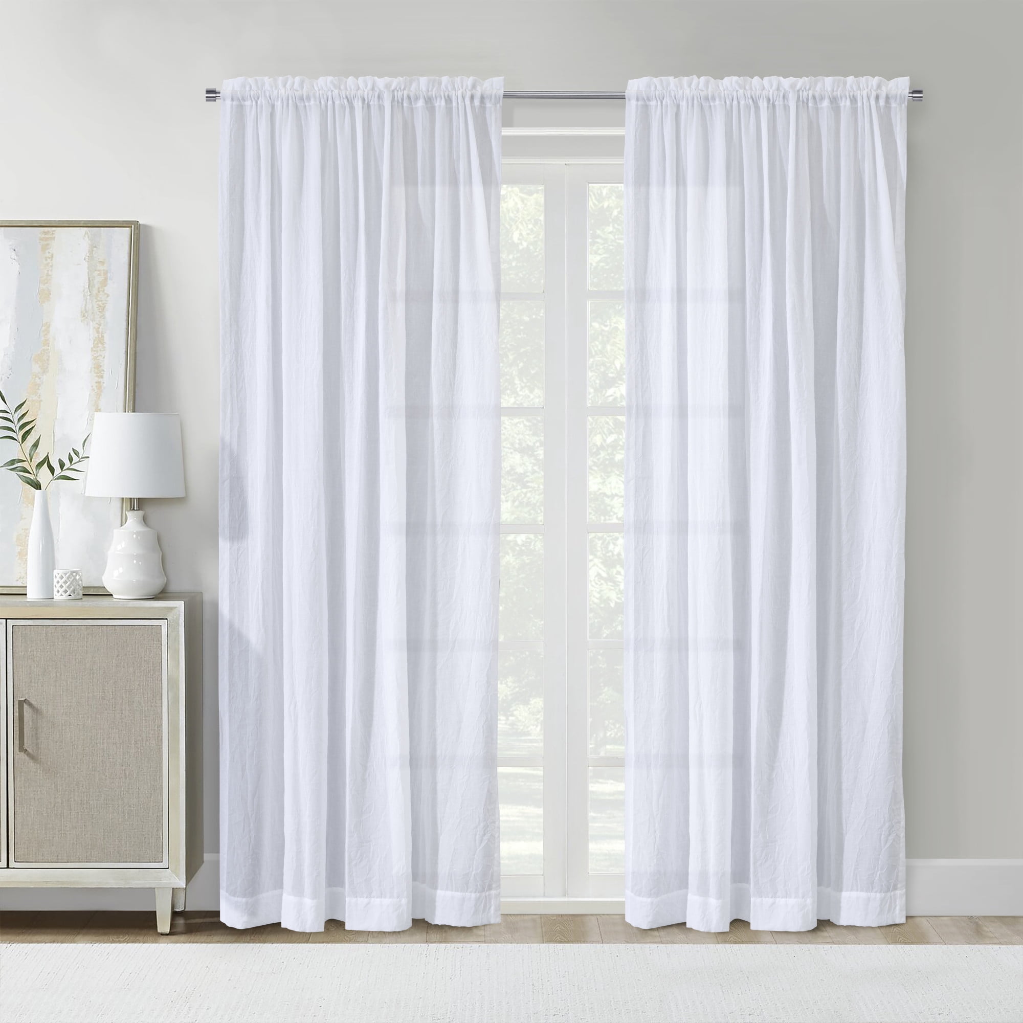 Loft Living Callie Sheer Rod Pocket Indoor Curtain 52 x 84 in White