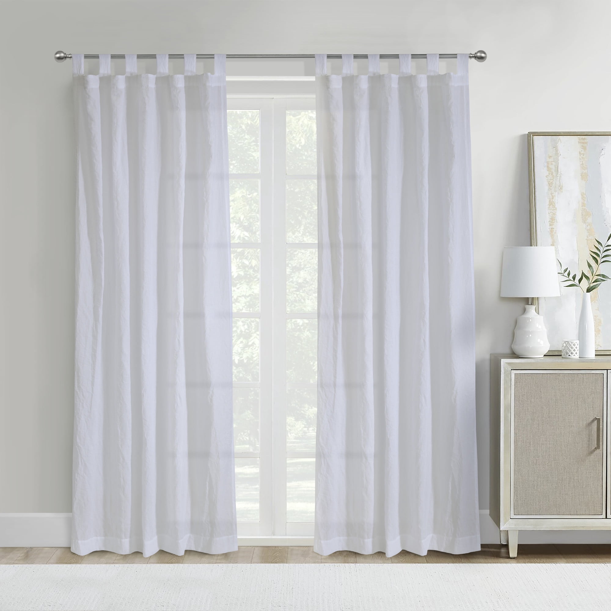 Loft Living Callie Sheer Tab Top Indoor Curtain 52 x 84 in White