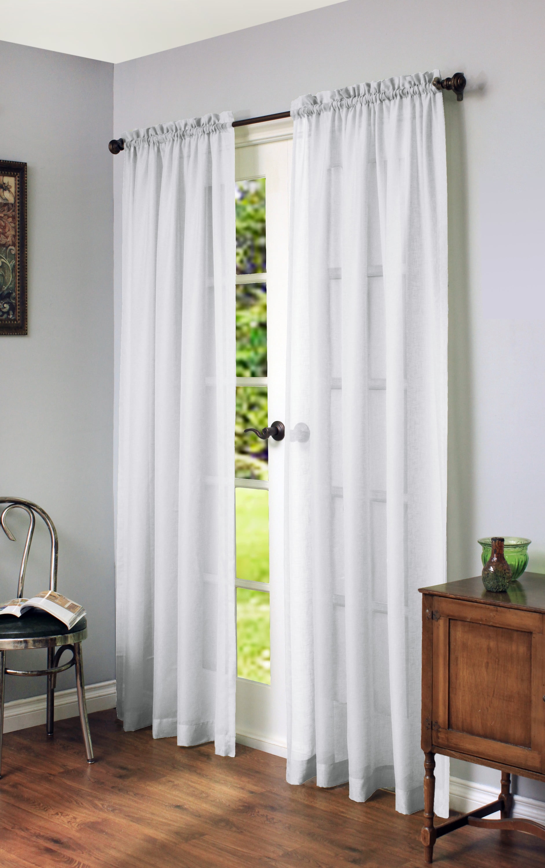 Loft Living Cannes Sheer Rod Pocket Indoor Curtain 56 x 95 in White