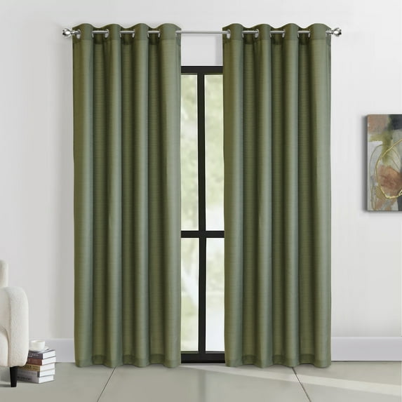 Loft Living Cordoba Light Filtering Grommet Indoor Curtain 52 x 63 in Olive