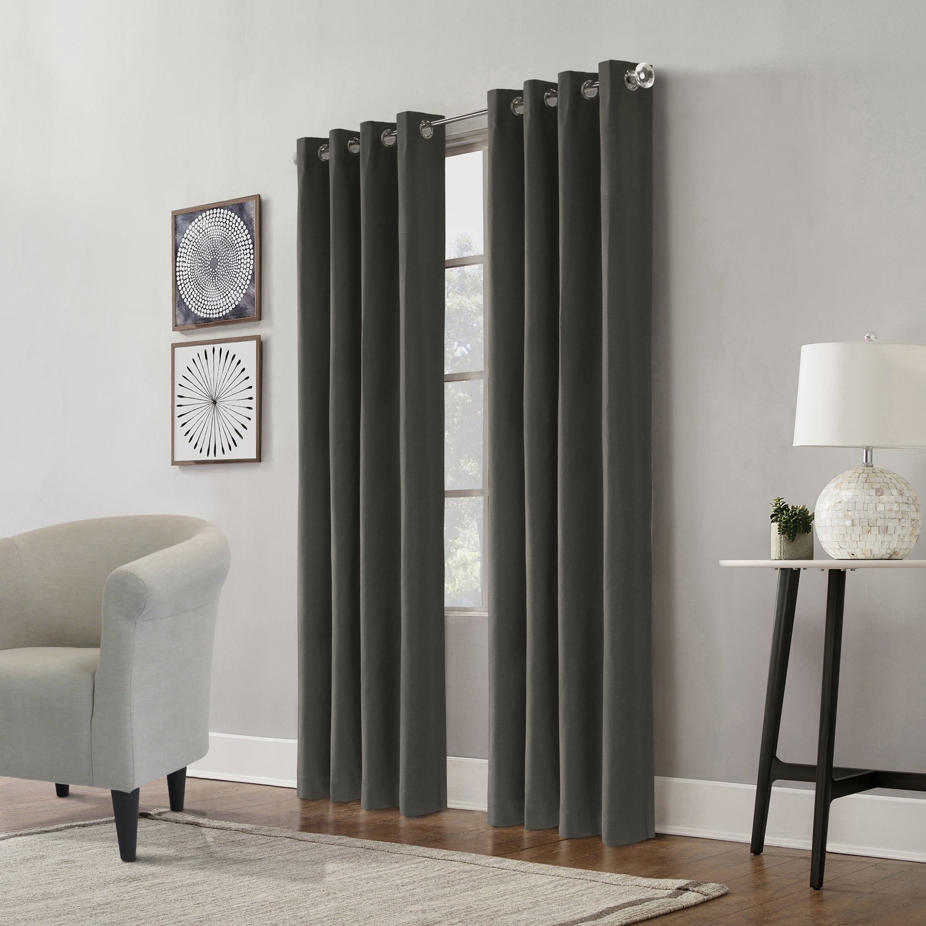 Loft Living Elba Blackout Grommet Indoor Curtain 52 x 108 in Charcoal