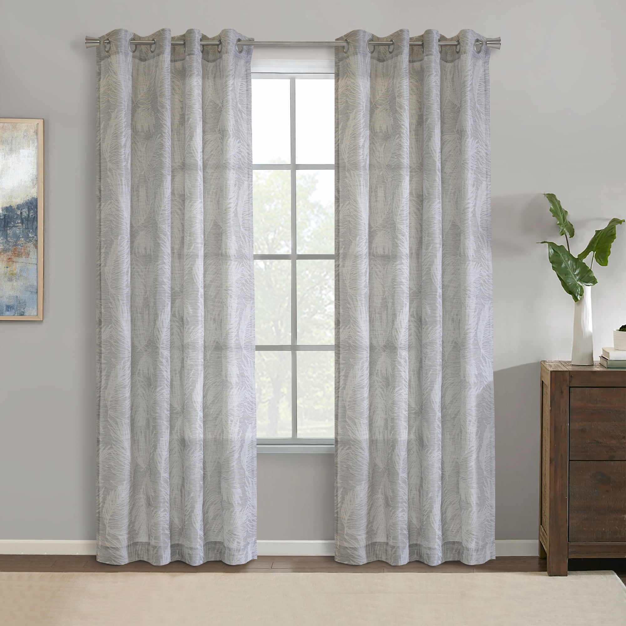 Loft Living Elliott Light Filtering Grommet Indoor Curtain 52 x 84 in Grey