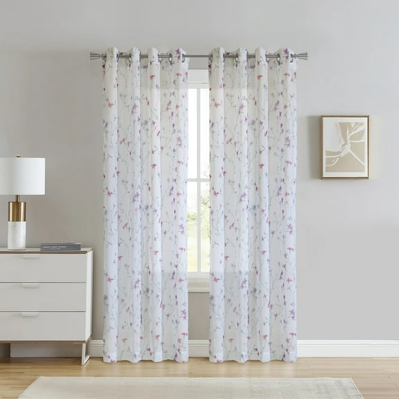 Loft Living Hallie Sheer Grommet Indoor Curtain 52 x 63 in Pink