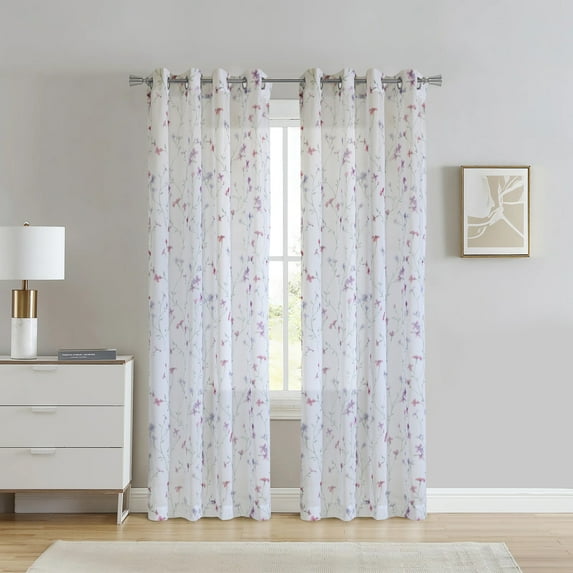 Loft Living Hallie Sheer Grommet Indoor Curtain 52 x 63 in Pink