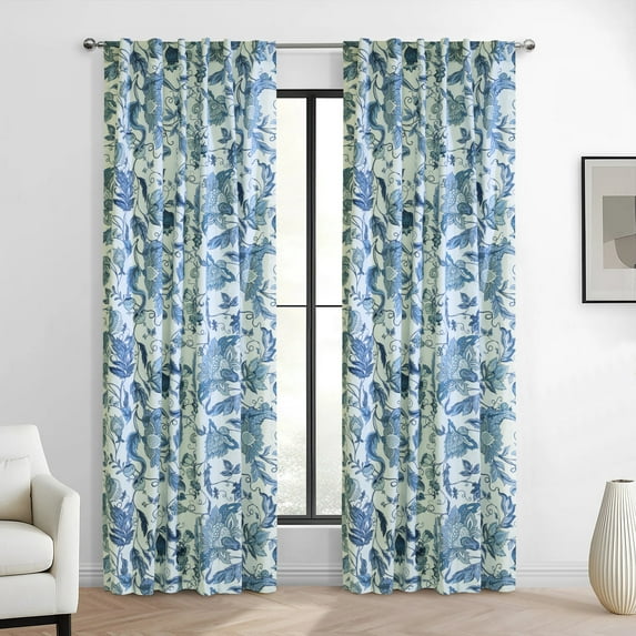 Loft Living Janet Light Filtering Dual Header Indoor Curtain 52 x 63 in Blue