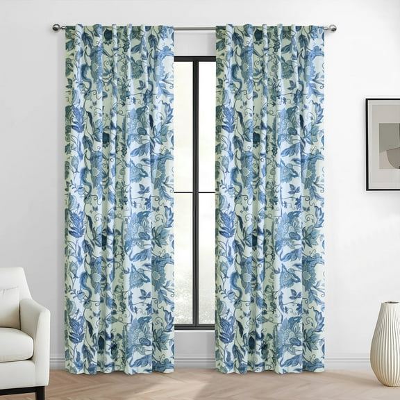 Loft Living Janet Light Filtering Dual Header Indoor Curtain 52 x 95 in Blue