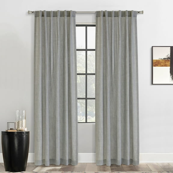 Loft Living Jayce Light Filtering Dual Header Indoor Curtain 52 x 63 in Silver