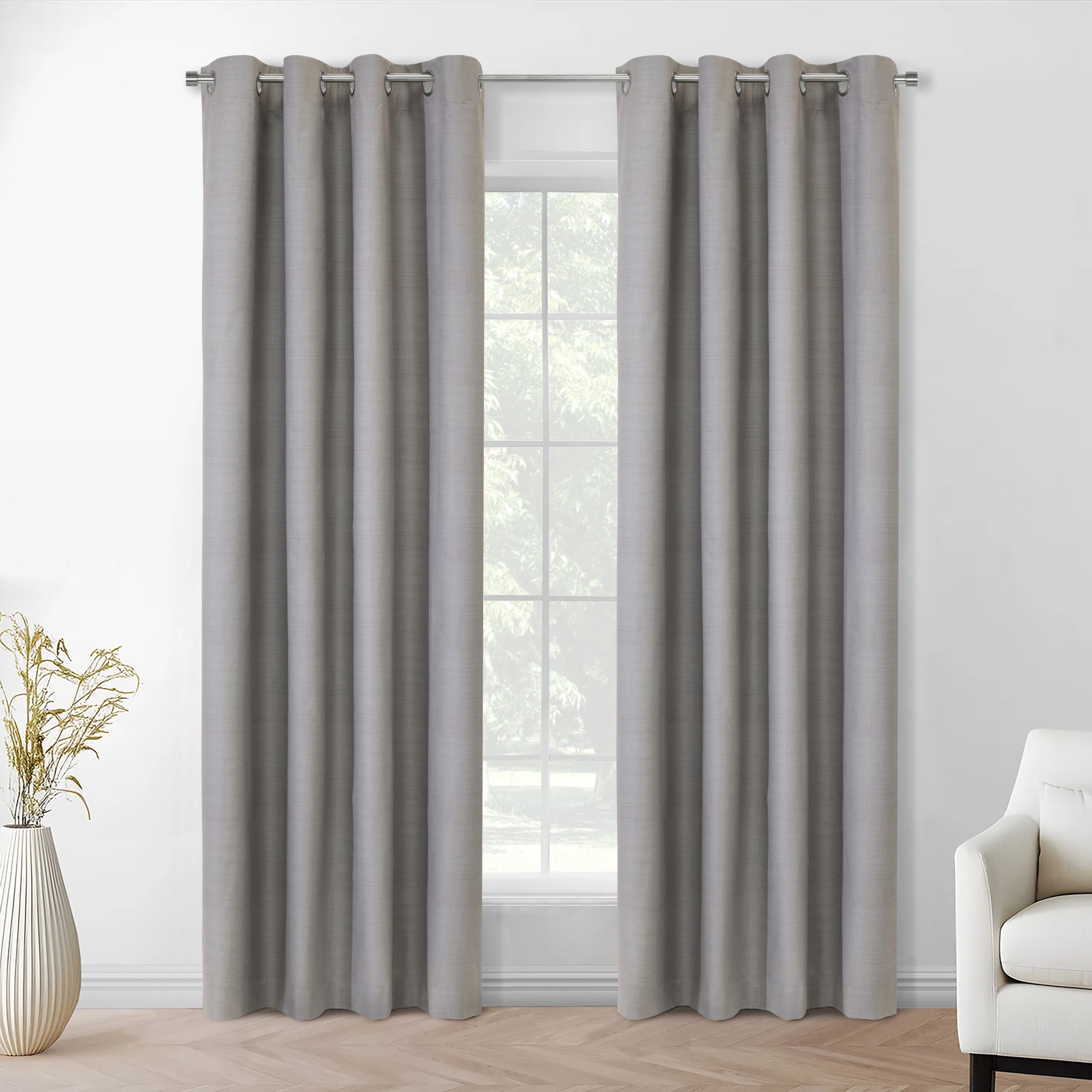 Loft Living Micah Blackout Grommet Indoor Curtain 52 x 63 in Silver